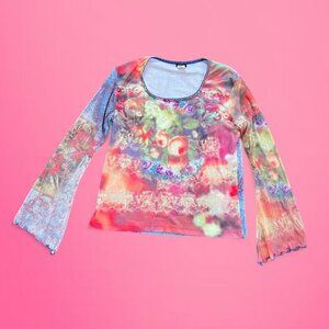 Vintage Y2K 2000s Yukiko bell sleeve shirt